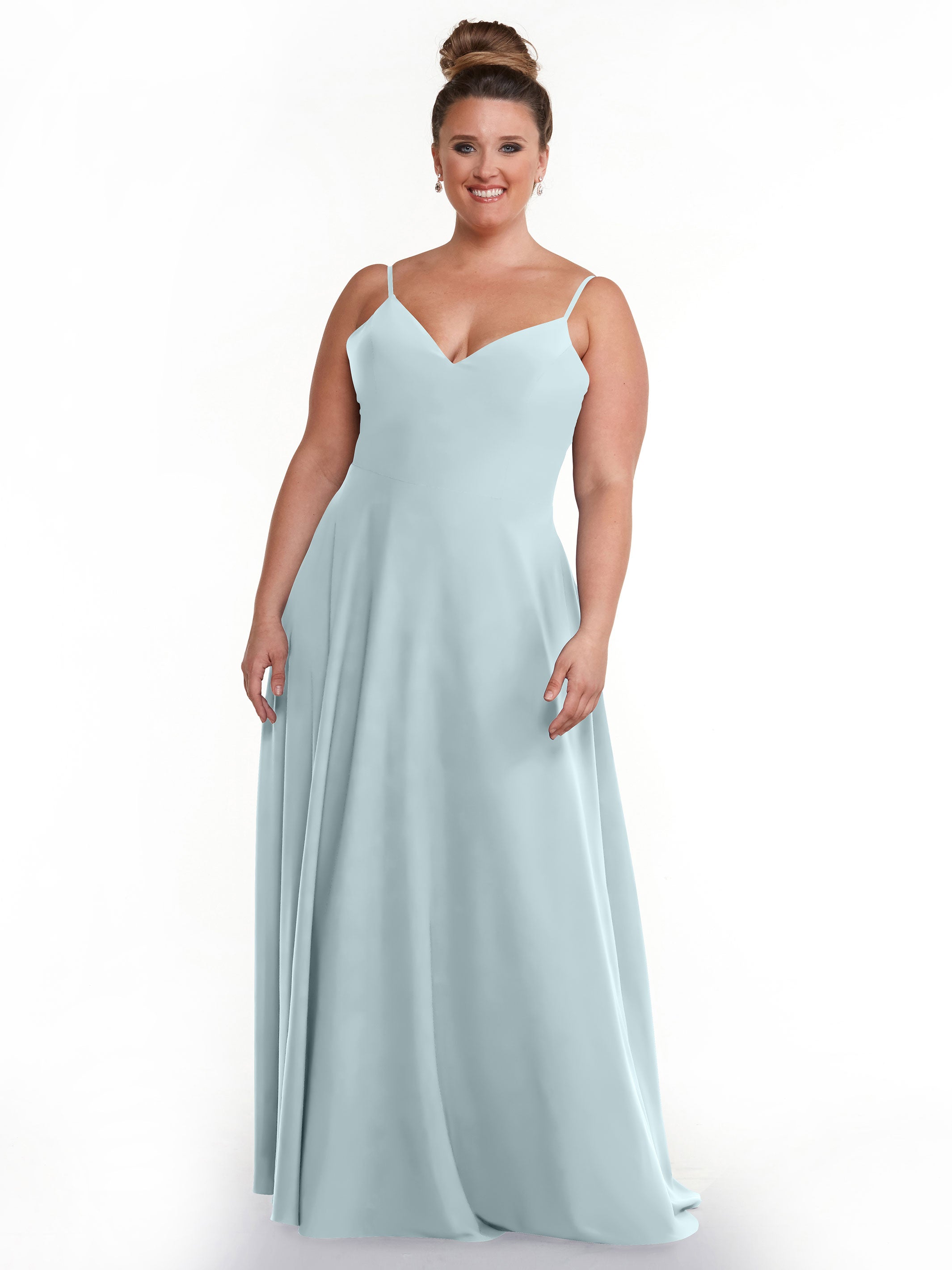 Elegant 83012 Flowy Stretch Chiffon A-Line Bridesmaid Dress with V-Neckline - Perfect for Weddings, Formal Events & Special Occasions