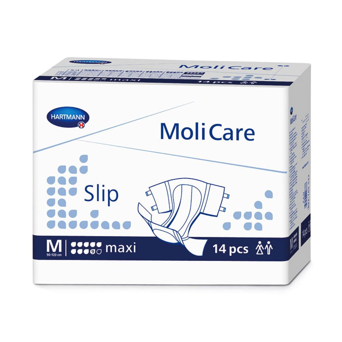 MoliCare Slip Maxi Disposable Briefs - Medium Size (56 Count, 14pcs x 4 Bags) - Premium Adult Incontinence Underwear for Day & Night Protection - MLNPHT165532, Multicolor - Ideal for Home Care, Travel & Hospital Use