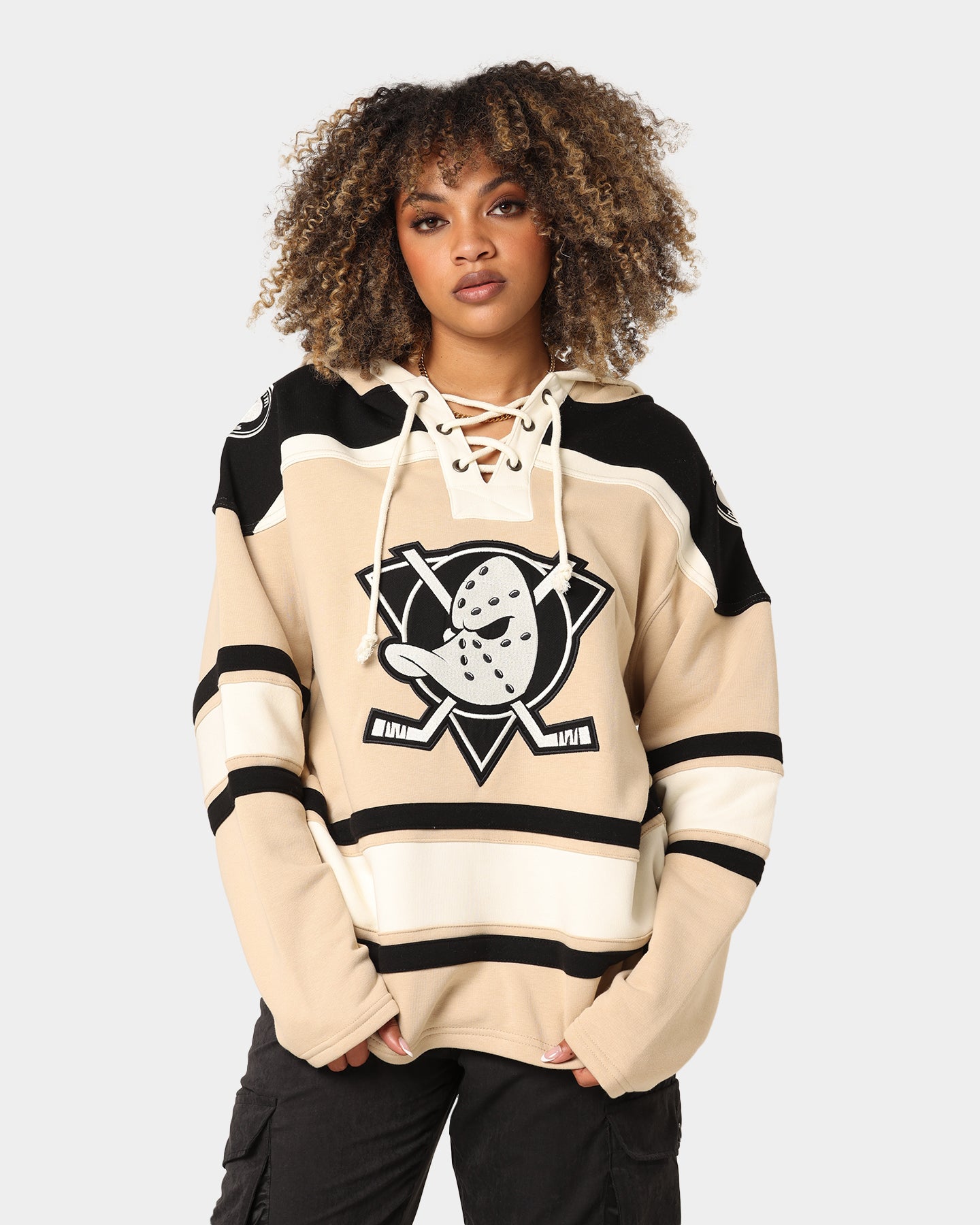 47 Brand Anaheim Ducks Superior Lacer Hoodie - Men's Khaki Pullover Sweatshirt for Casual Wear & Sports Fans