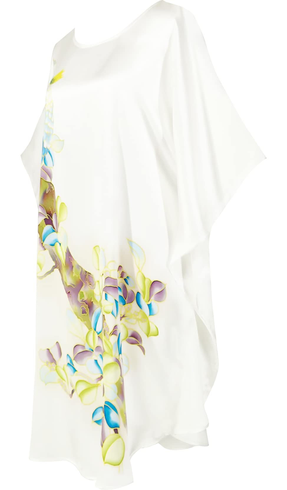 Luxury 100% Silk Pajamas for Women - Floral Print Silk Kimono Robe with Doll Sleeves - Elegant Loungewear & Bridal Shower Gift for Spa Nights and Relaxation at Home