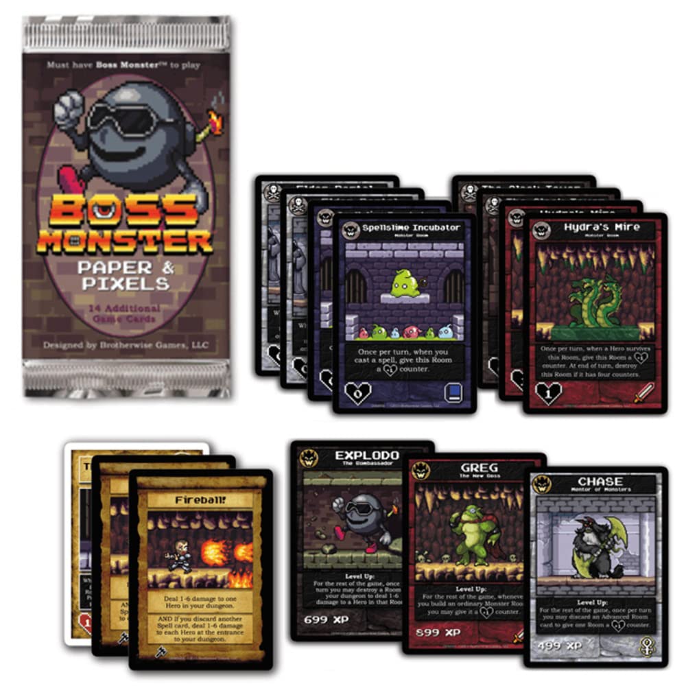 BOSS Monster: Paper & Pixel - Strategic Card Game for Adults & Teens by Brotherwise Games - Perfect for Game Nights & Family Gatherings