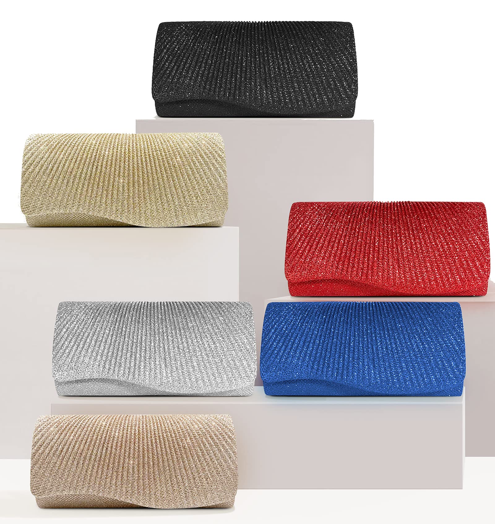 Sparkly Sequin Envelope Clutch Purse for Women - Elegant Evening Bag with Chain for Party, Prom, Wedding & Bridal Events | Perfect for Cocktail Parties, Date Nights & Special Occasions