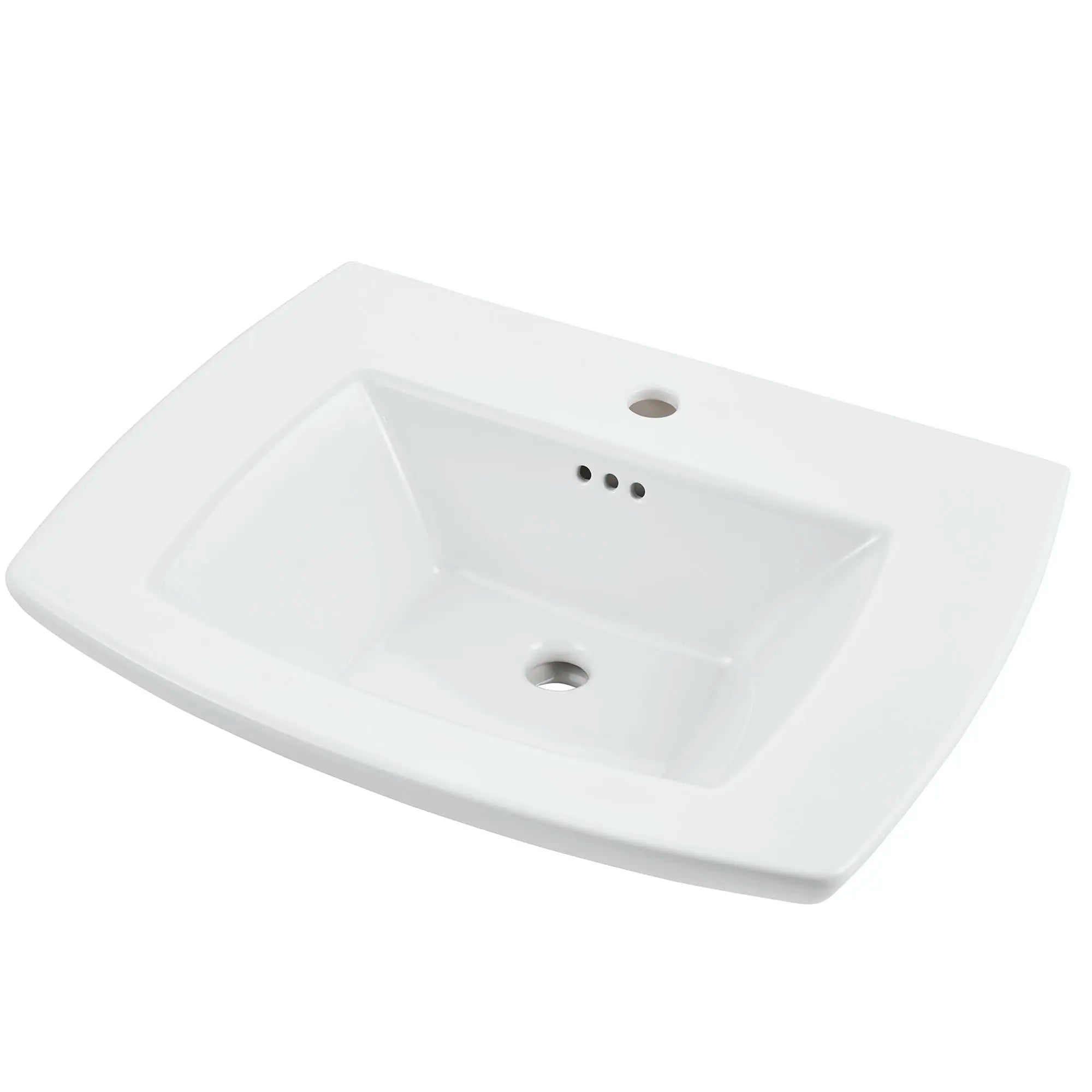Edgemere Center Hole Only Pedestal Sink Top - White Ceramic Bathroom Sink for Vanity & Powder Room - Perfect for Modern & Traditional Home Decor