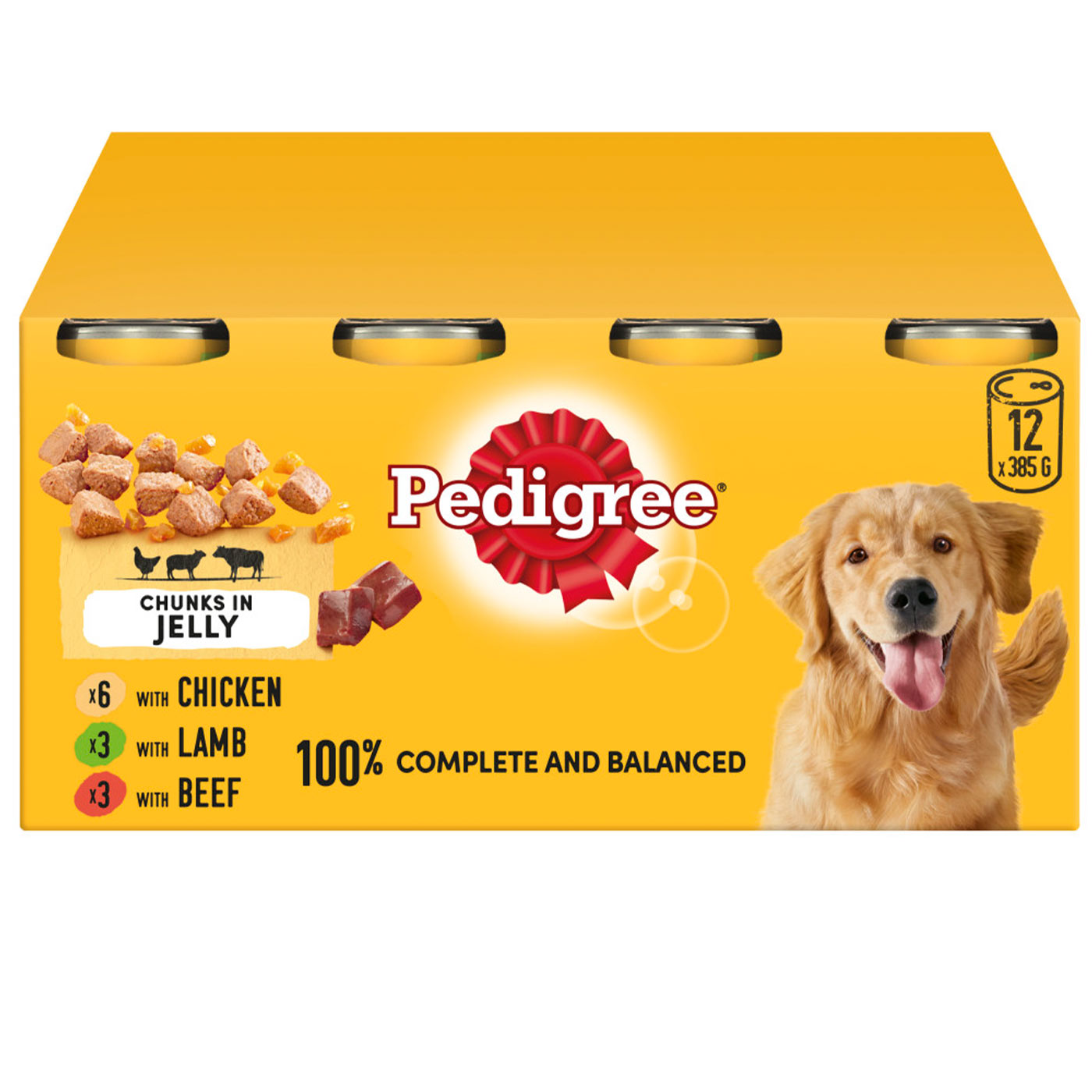 Pedigree Adult Dog Food Cans Mixed Selection in Jelly - 12 Pack (385g Each) | High Protein Wet Dog Food for Adult Dogs | Perfect for Daily Meals, Training Treats & Travel Feeding