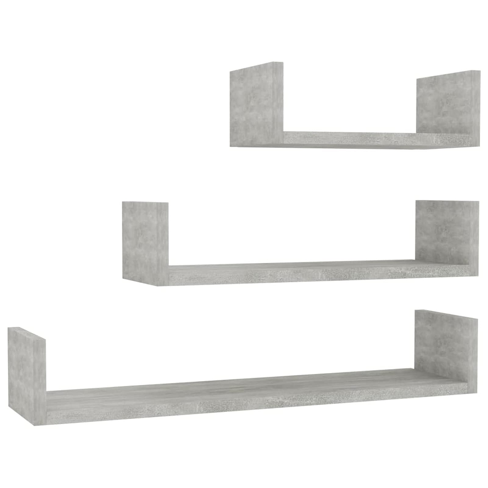Tidyard 3-Piece Floating Shelves Set - Chipboard Wall Mounted Display Shelves for Collectibles, Photos & Decor - Concrete Gray - Perfect for Living Room, Bedroom, Home & Office Organization & Storage