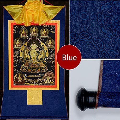 Authentic Tibetan Thangka Art - Chenrezig, Manjusri, Vajrapani Three Protectors Buddhist Tapestry | Handmade Hot Stamped Wall Hanging for Meditation, Zen Home Decor & Spiritual Relaxation | Perfect for Yoga Studios, Buddhist Altars & Peaceful Living Spaces