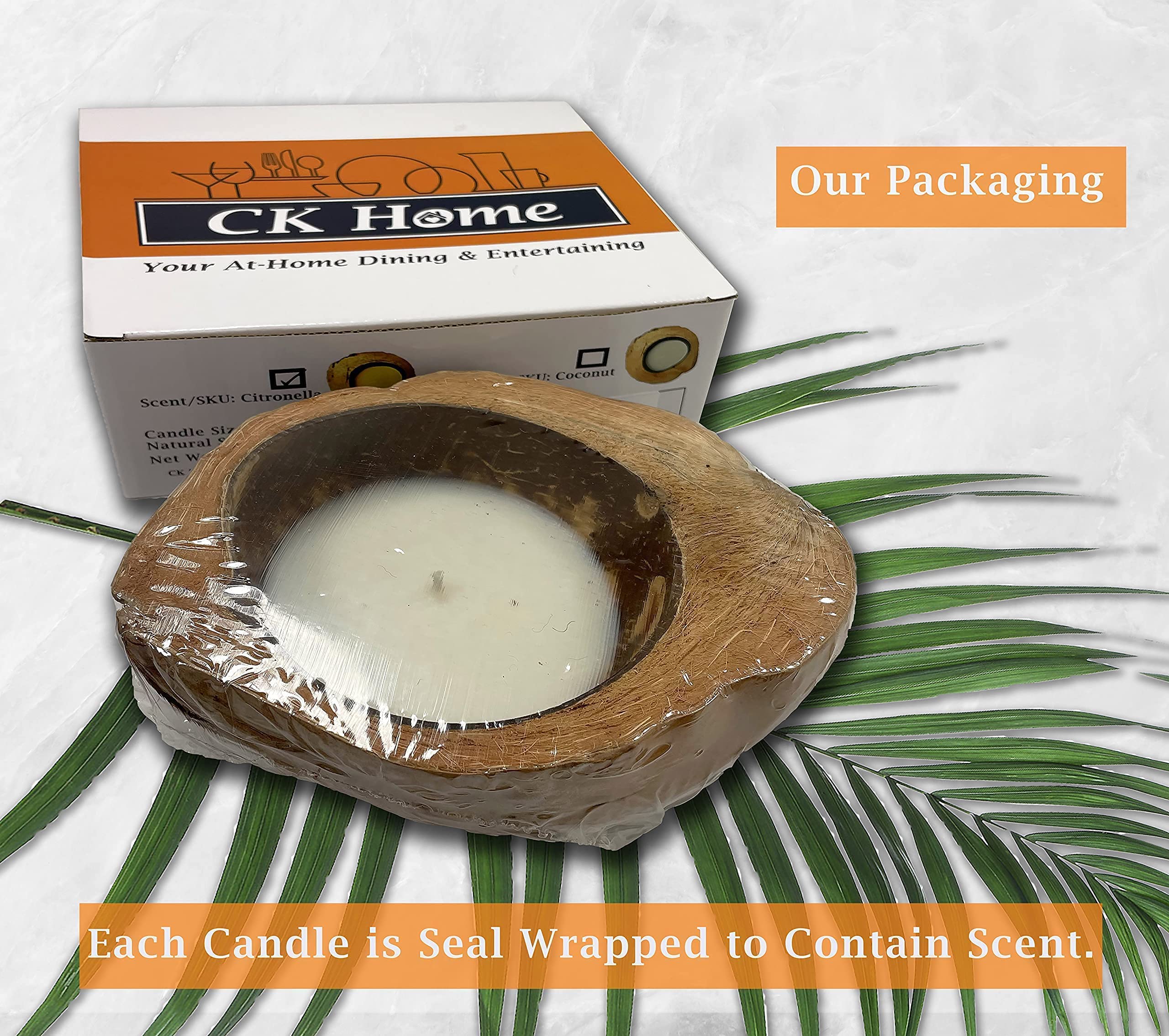 CK Home Scented Coconut Candle - Organic Coconut Husk & Soy Wax with Cotton Wick for Clean Burning | Aromatherapy, Relaxation & Home Decor Gift for Bedroom, Bathroom, Living Room