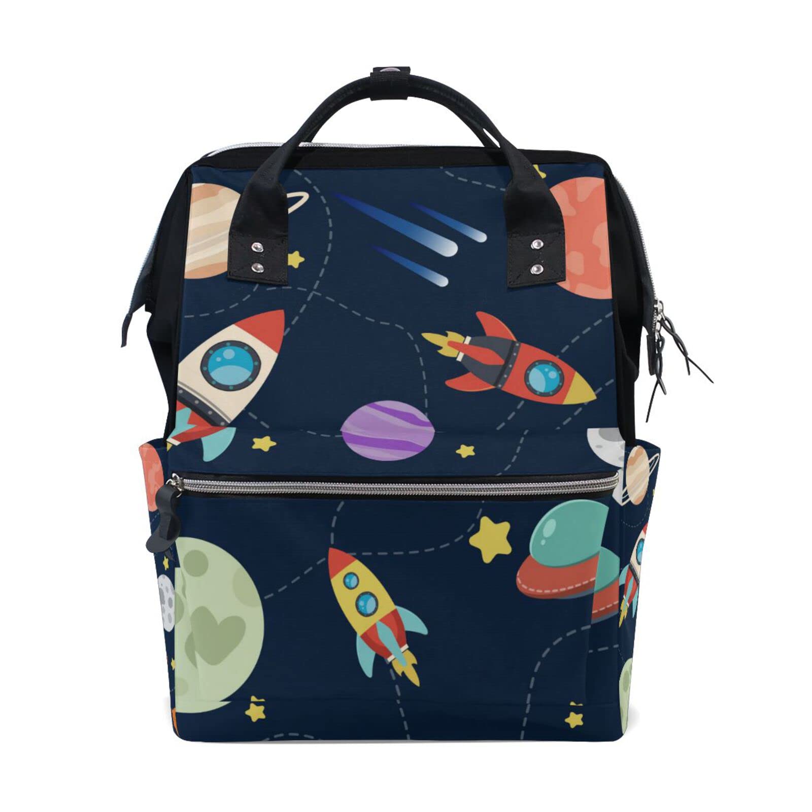 **Space Rockets Diaper Bag Backpack – Large Capacity Baby Nappy Bag for Moms, Travel Backpack for Women, Perfect for Daycare, Outings & Mother's Day Gifts**