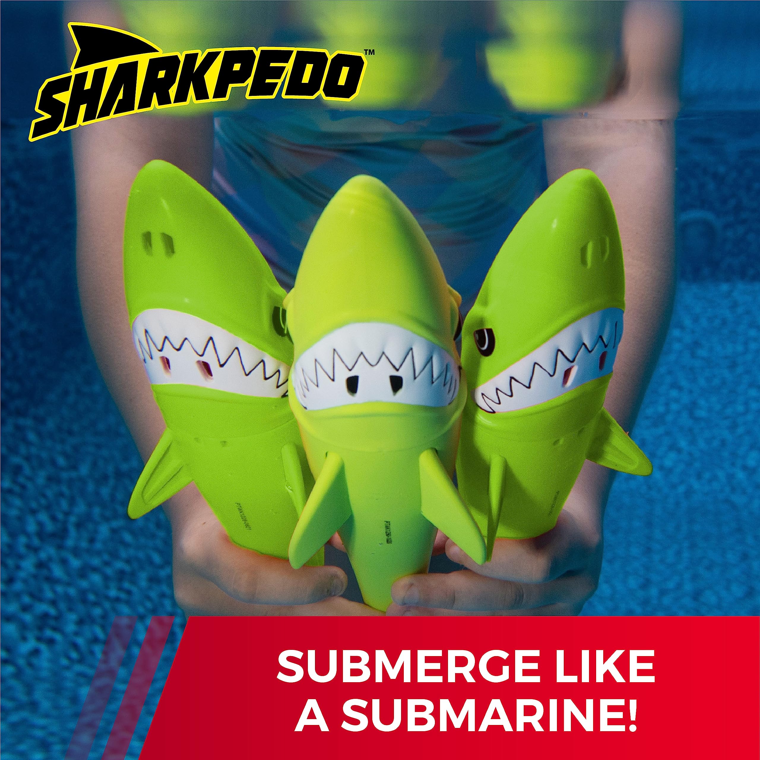 Prime Time Toys Sharkpedo Underwater Glider - Shark Diving Pool Torpedo Toy for Kids Ages 4-8 - Large Shark Pool Toys for Outdoor Swimming Fun - Perfect for Summer Pool Parties, Beach Vacations & Backyard Water Play