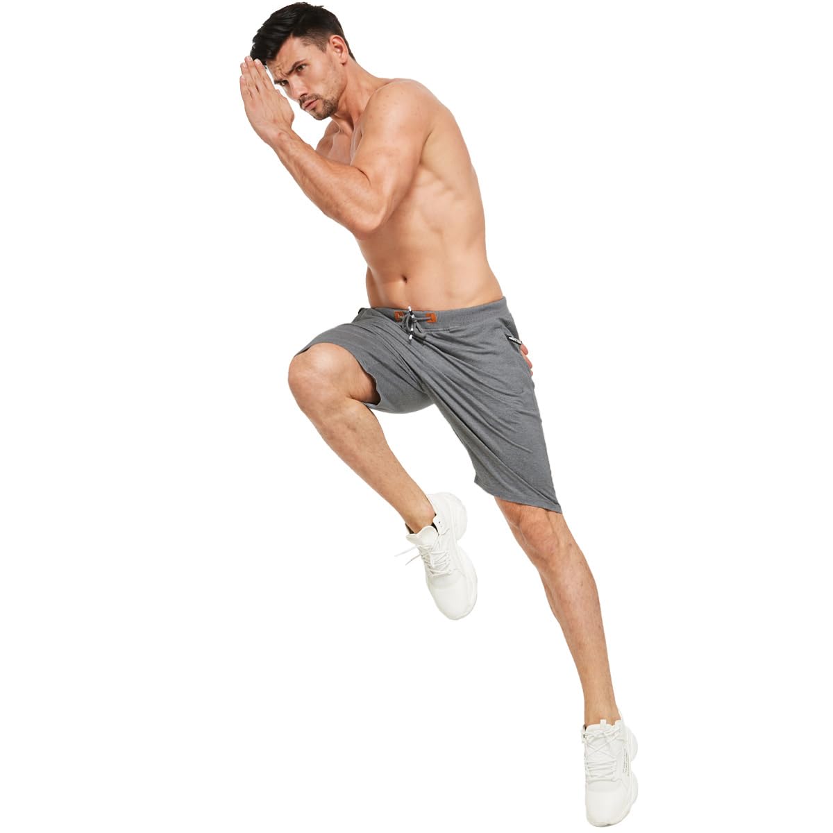 JustSun Men's Casual Sports Shorts with Elastic Waist & Zipper Pockets - Lightweight Quick-Dry Athletic Shorts for Running, Gym, Workout & Outdoor Activities