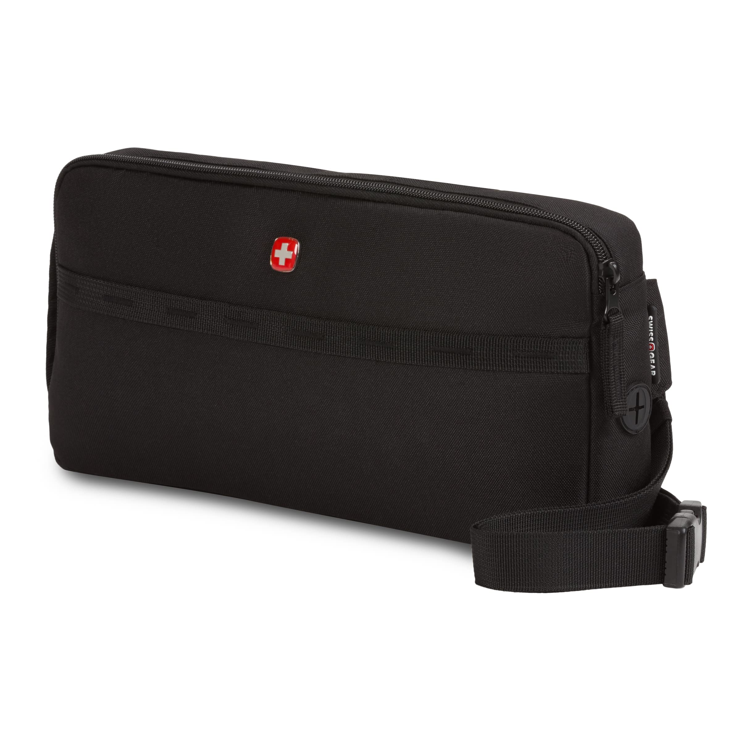 SwissGear 3331 Premium Pet Carrier Sling - Adjustable Waist Pack for Small Dogs & Cats (Black) - Hands-Free Walking, Hiking & Travel Accessory