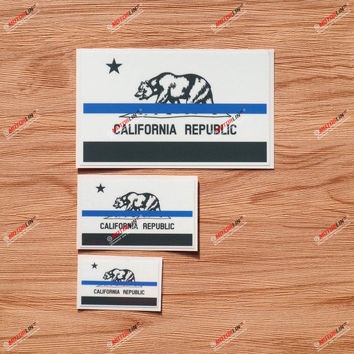 California Flag Thin Blue Line Vinyl Decal Stickers - 3 Pack (2