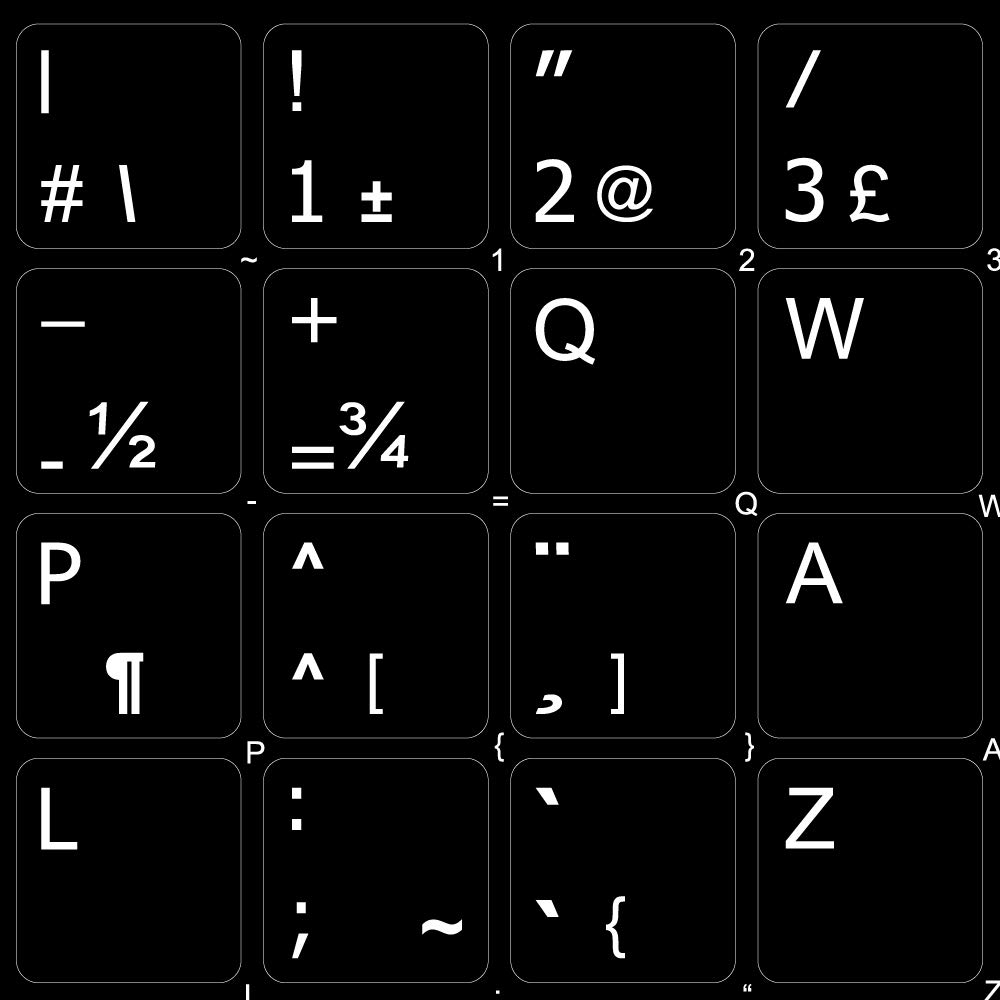 French QWERTY Keyboard Stickers - Black Background (14x14) for Desktop, Laptop & Notebook - Perfect for Typing Practice, Language Learning & Computer Upgrades