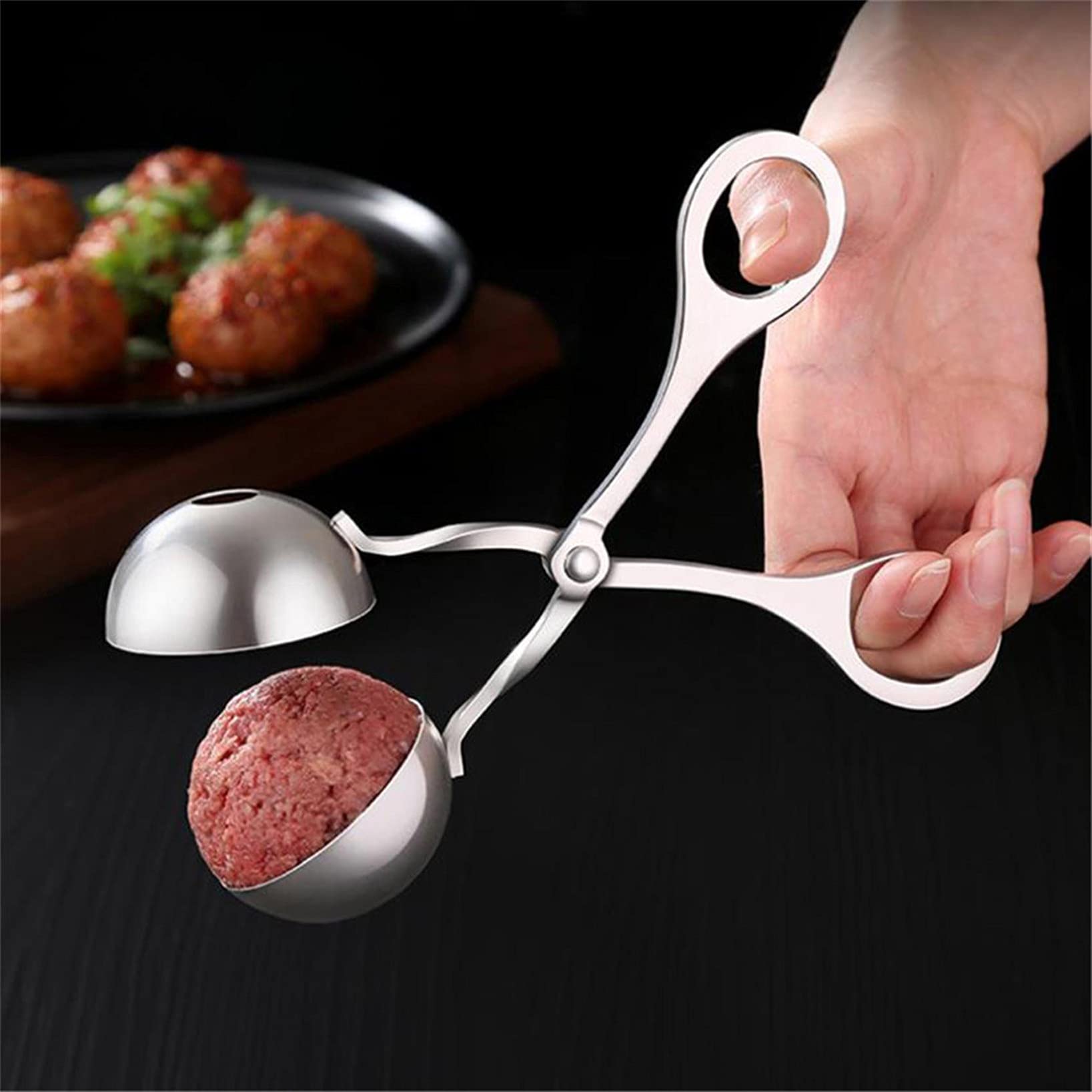 Premium Stainless Steel Meat Baller Tongs - Professional Cookie Dough Scoop for Baking, Cake Decorating & Kitchen Tools (Style 4) - Perfect for Making Meatballs, Cookies, Cupcakes & More