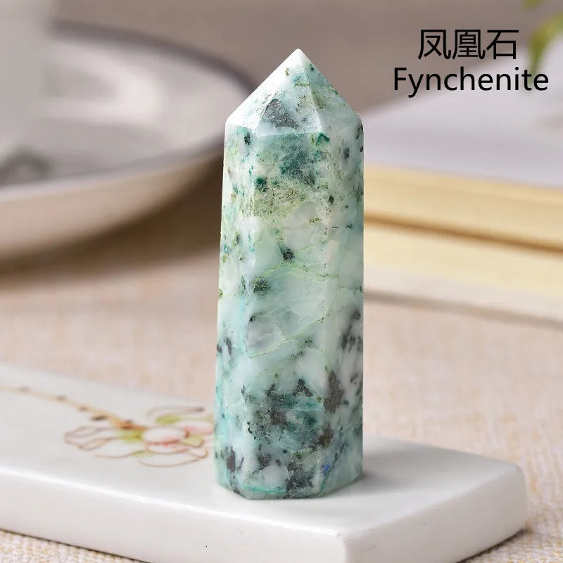 Natural Green Moss Agate Crystal Point - 60-70mm Transparent Quartz Stone for Home Decor, Feng Shui, Jewelry Making & Healing Meditation (1PC)