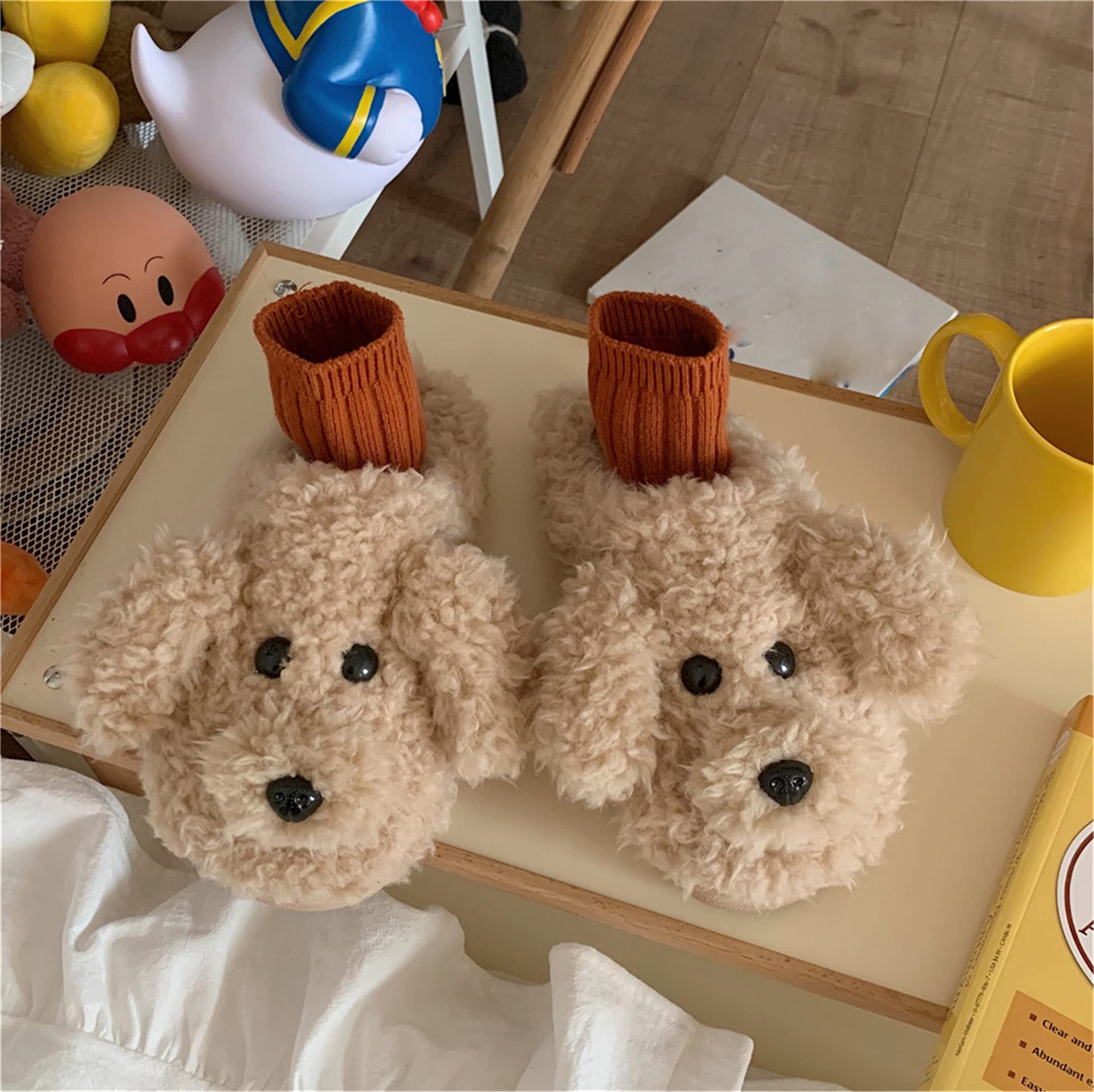 YILANLAN Women's Cartoon Animal Dog Slippers - Cozy Winter House Shoes for Women, Non-Slip Indoor/Outdoor Fuzzy Slippers - Perfect for Home, Lounge, and Gift Giving