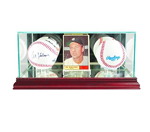 Premium CRDDB-C Baseball Card and Double Display Case - Cherry Wood - Perfect for Collectors, Sports Memorabilia & Home Decor