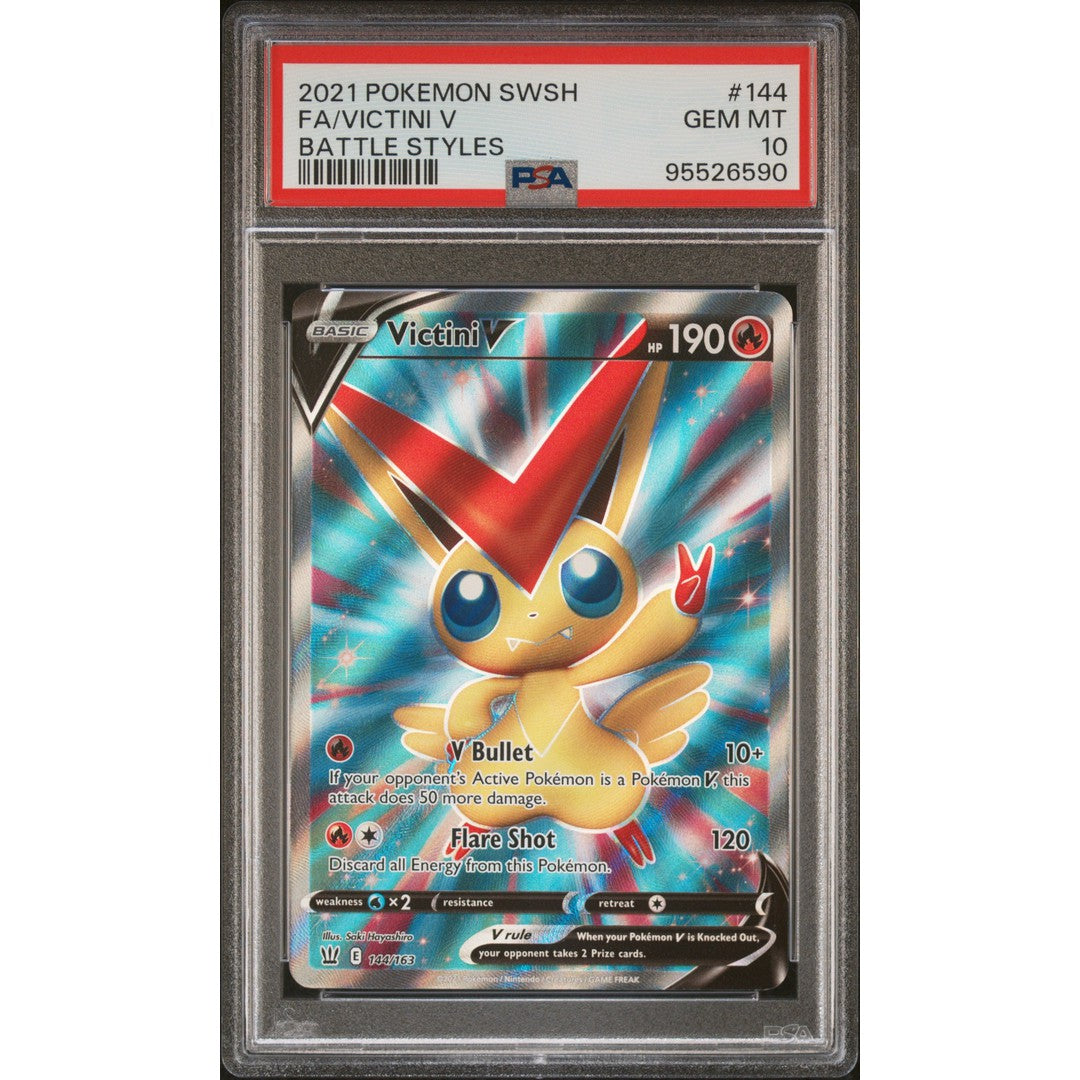 2021 Pokemon Battle Styles Victini 144/163 PSA 10 Graded Card - Rare Collectible for Trading Card Game (TCG) Enthusiasts & Investors | Perfect for Display, Gaming Tournaments, and Pokemon Memorabilia Collections