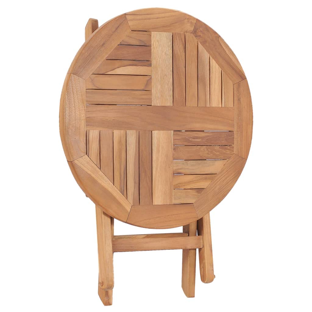 Premium VidaXL Folding Patio Table – Solid Teak Wood Round Outdoor Dining Table – Weatherproof & Space-Saving Garden Furniture – Smooth Sanded Finish – Natural Wood Look – Perfect for Backyard BBQs, Poolside Gatherings & Small Balconies