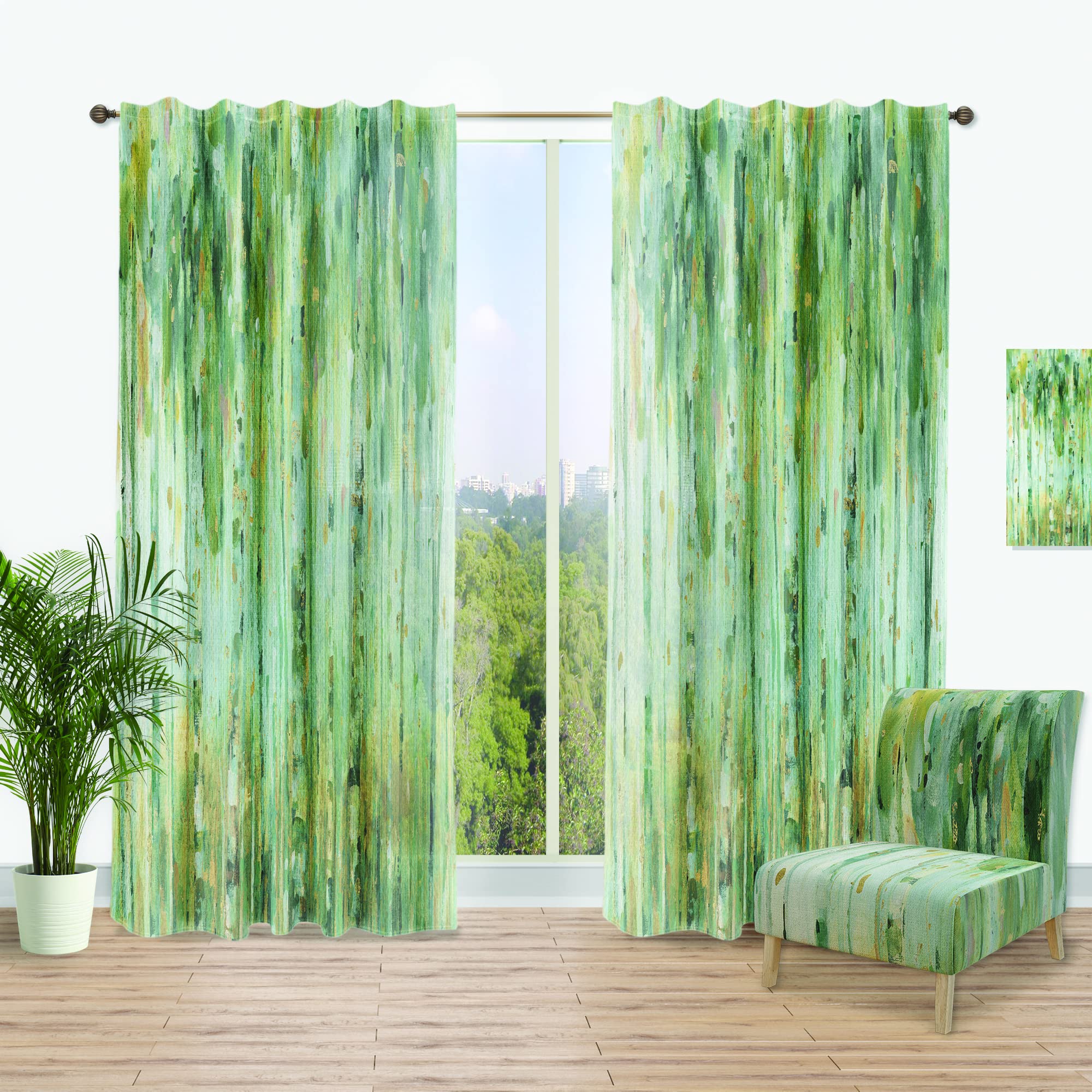 DesignQ 'The Birch Forest II' Thermal Insulated Curtains - Single Panel 52x120 - Blackout Drapes for Bedroom & Living Room (Home Decor, Noise Reducing, Energy Saving)