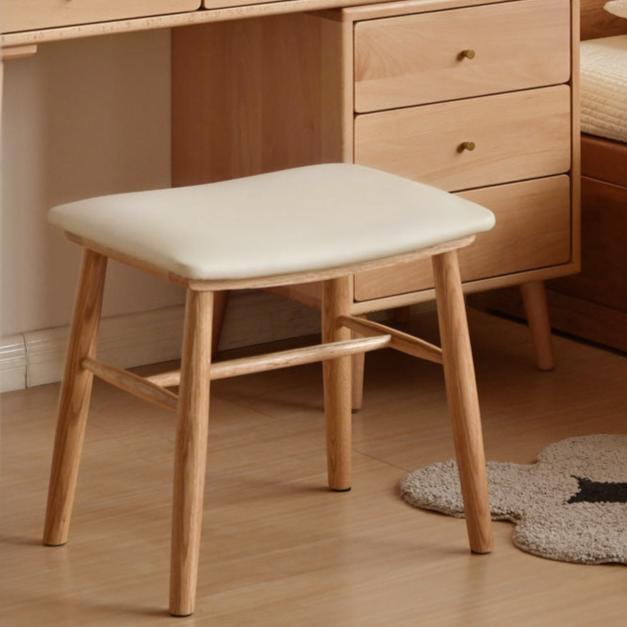 Solid Oak Wood Modern Dressing Stool - Elegant Vanity Seat with Storage for Bedroom & Bathroom | Perfect Makeup Stool, Shoe Bench & Home Decor