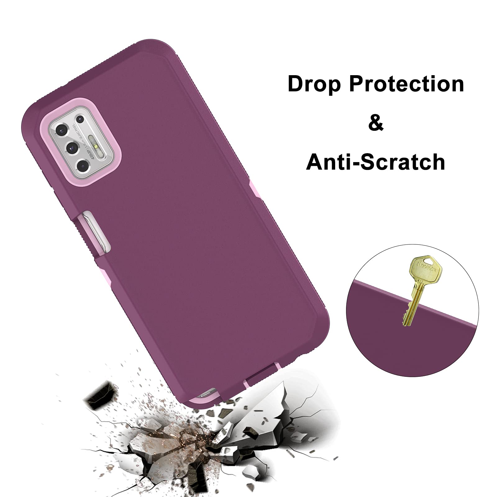 Rugged Shockproof Case for Moto G Stylus 2021 - Heavy Duty Armor Protective Cover with Dual Layer Hybrid Design (Pinkish Purple) | Perfect for Outdoor Activities, Construction Work & Extreme Protection