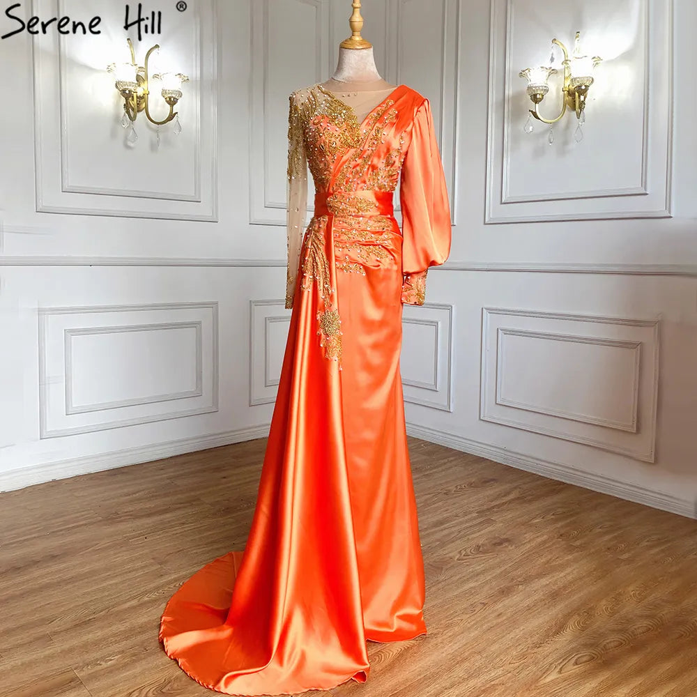 Elegant Beaded Satin Overskirt Evening Dress Gown for Women - Plus Size Muslim Mint Mermaid Style Party Wear (LA71278) | Perfect for Weddings, Prom, and Formal Events
