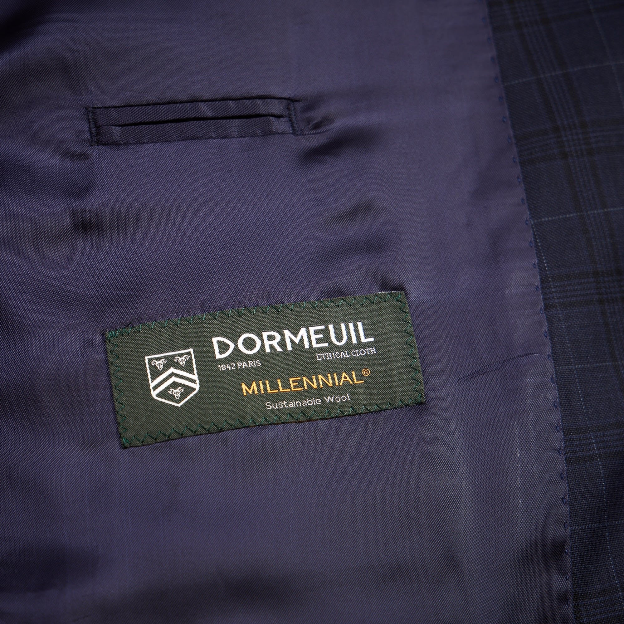 HENRY SARTORIAL x DORMEUIL Dun Full Canvas Check Wool Suit in Navy & Sky Blue - Premium Business Attire for Office, Weddings & Formal Events