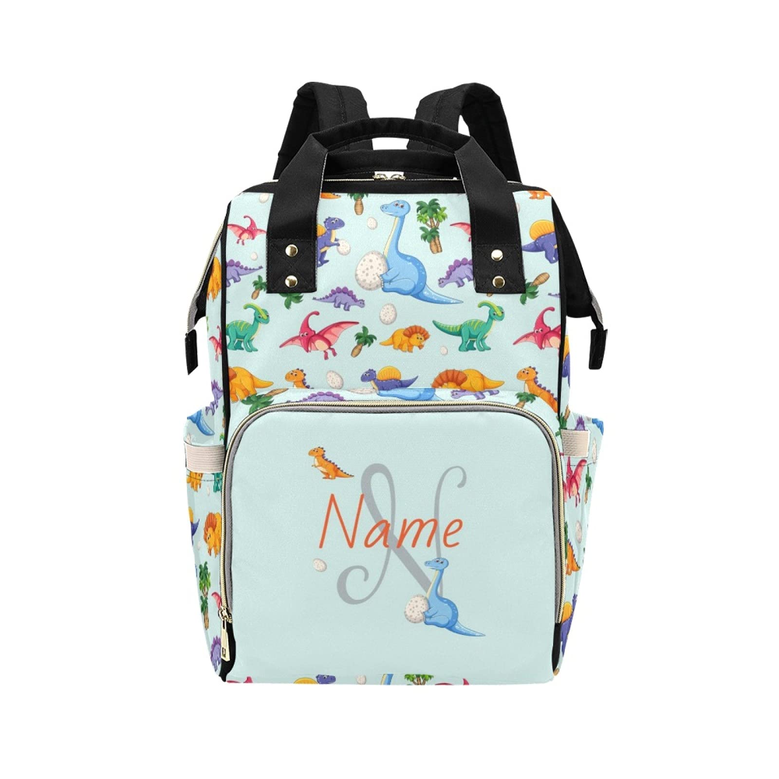 Personalized Dinosaur Printed Diaper Bag with Name - Custom Nappy Bags for Moms, Girls - Perfect for Travel, Hiking, Baby Showers & Daily Use