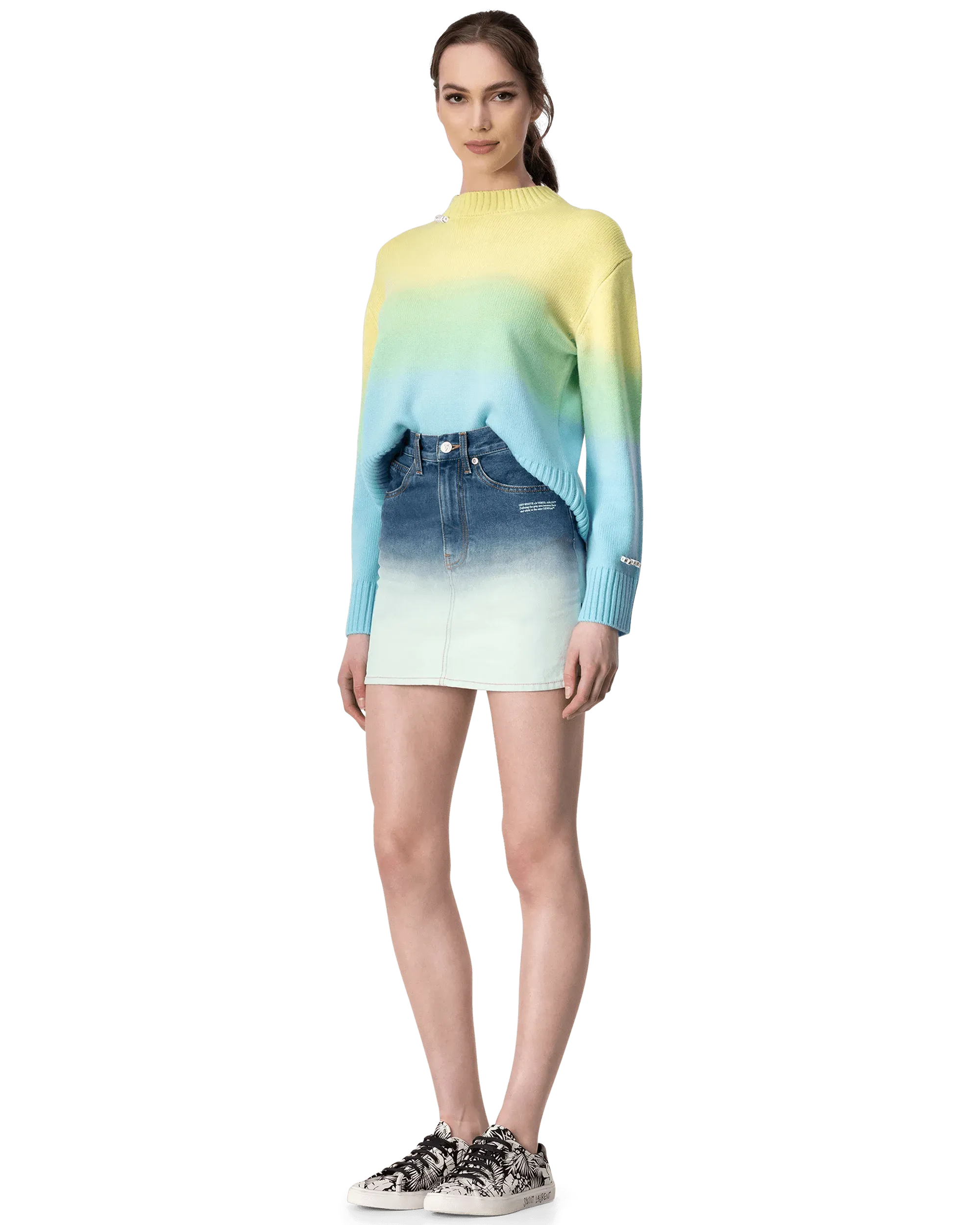 Trendy Dip Dye Crewneck Sweater for Women | Soft Cotton Knit Pullover | Perfect for Fall Layering & Casual Outfits