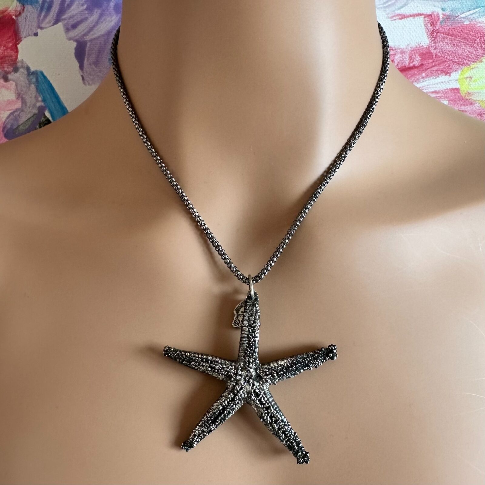 Vintage Mario Buccellati Sterling Silver Large Starfish Statement Necklace - Rare Collectible Jewelry for Women, Perfect for Beach Weddings & Summer Fashion