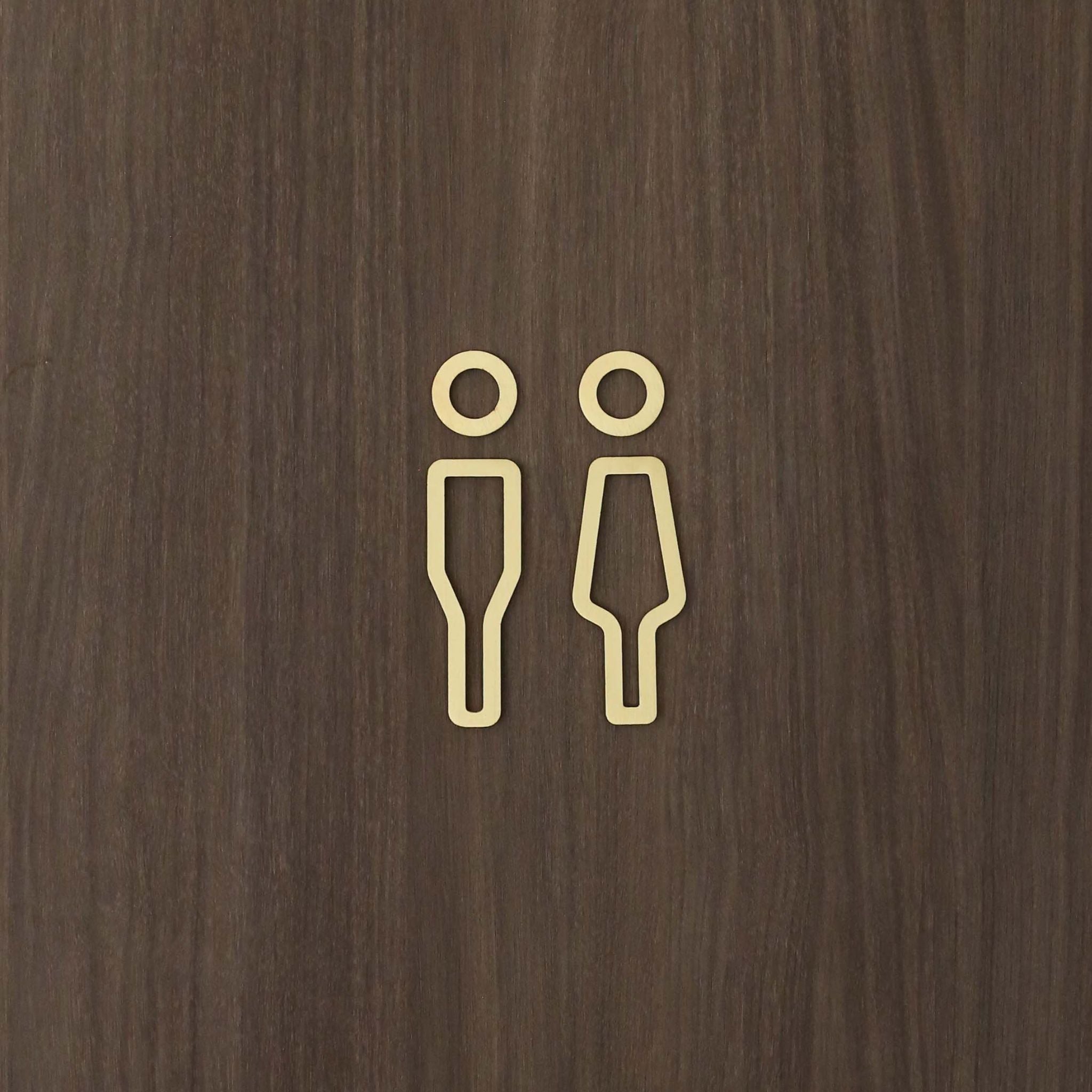 DESIGNSTUFF Her/Him Restroom Sign in Brushed Brass - Modern Gender-Neutral Bathroom Signage for Home, Office & Commercial Spaces