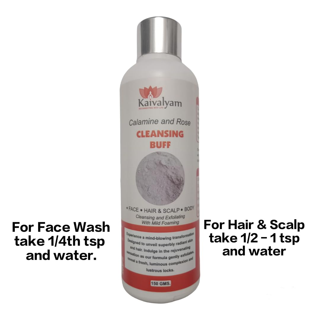 Kaivalyam Cleansing Buff Powder - Instant Quality Face Wash for Skin & Hair | Natural Body Scrub & Exfoliator | 150gm for Glowing Skin & Healthy Hair Care | Perfect for Daily Cleansing & Spa Days