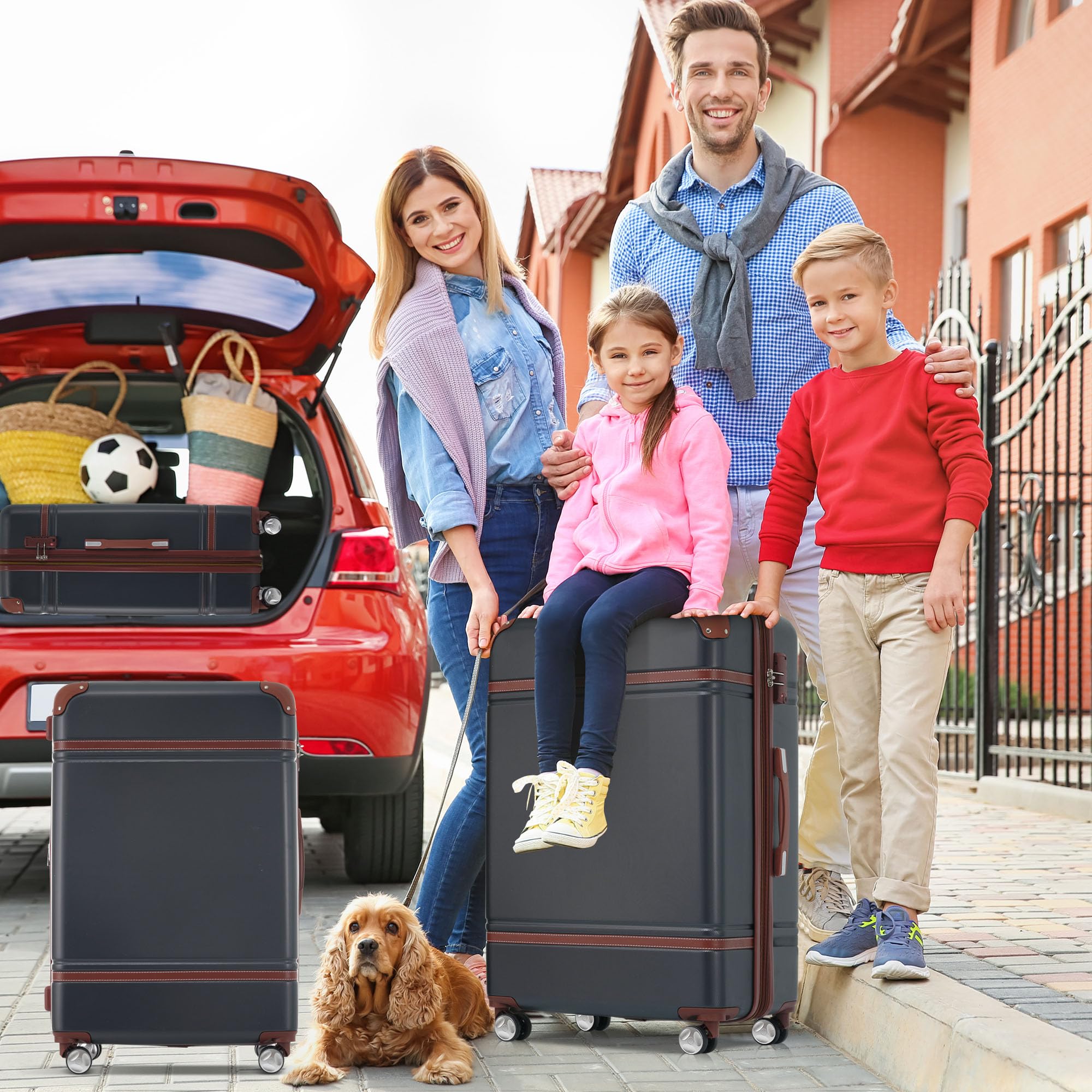 Merax 3-Piece Expandable Spinner Luggage Set with Cosmetic Case - 20
