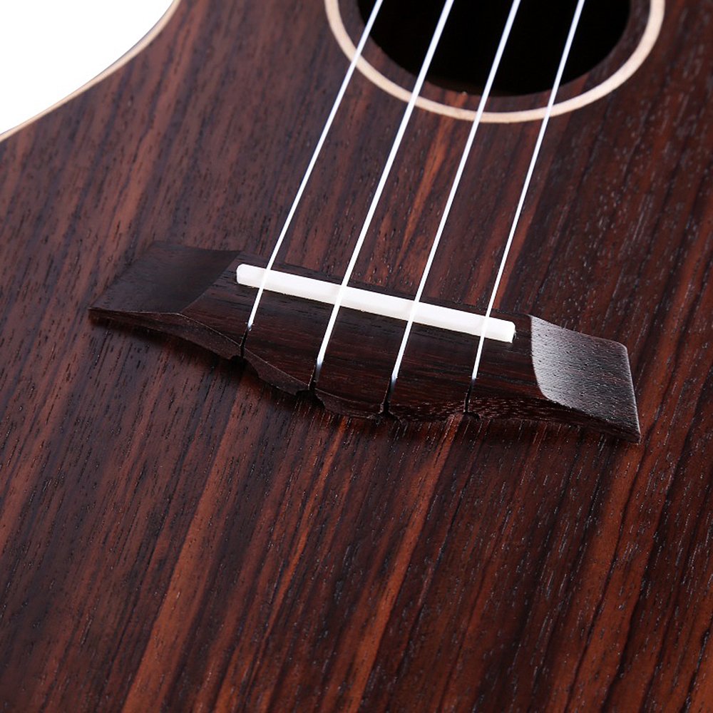Premium 23 Inch Purple Ukulele with Built-in EQ Pickup - Solid Sapeliwood & Rosewood Construction, Bluetooth Speaker Connectivity - Perfect for Beginners, Travel & Beach Performances