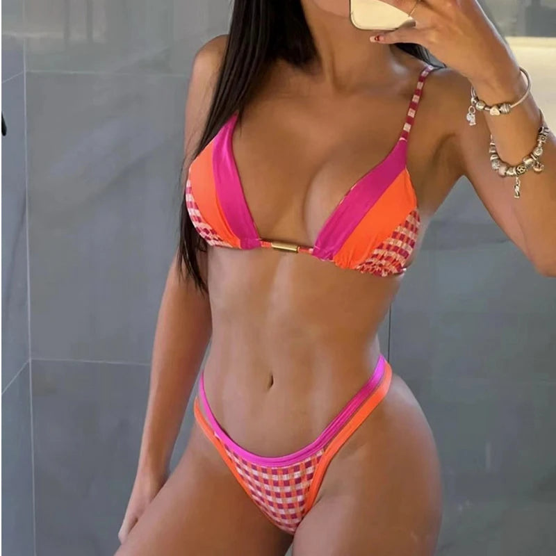 **2024 Women's Halter Brazilian Bikini Set - 9 Colors, Leopard Print & High Cut Swimwear | Sexy Bandage Bathing Suit for Beach, Pool & Vacation**