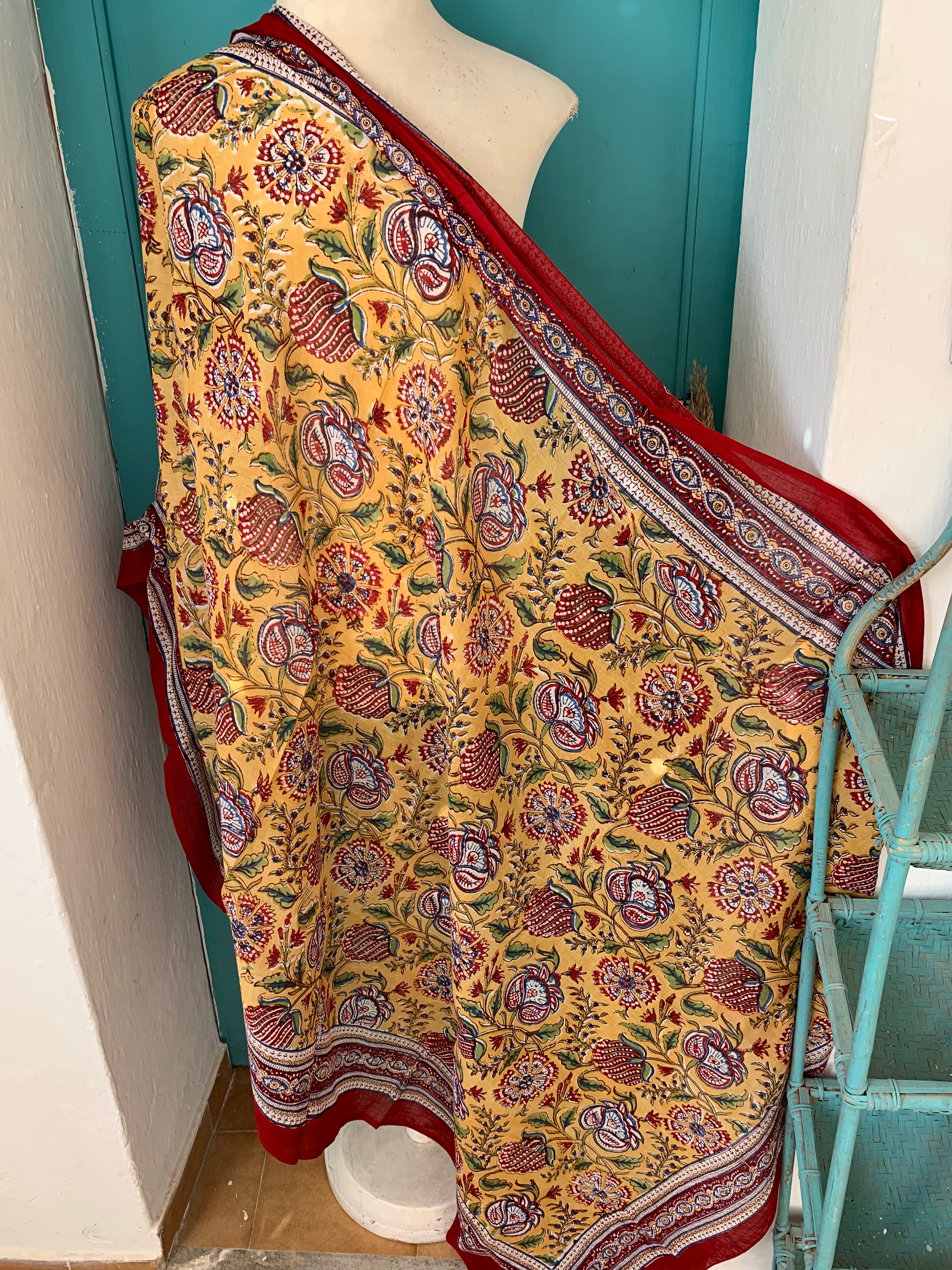 Stylish Block Print Cotton Sarong Pareo Shawl - New Collection for Beach, Pool & Summer Fashion