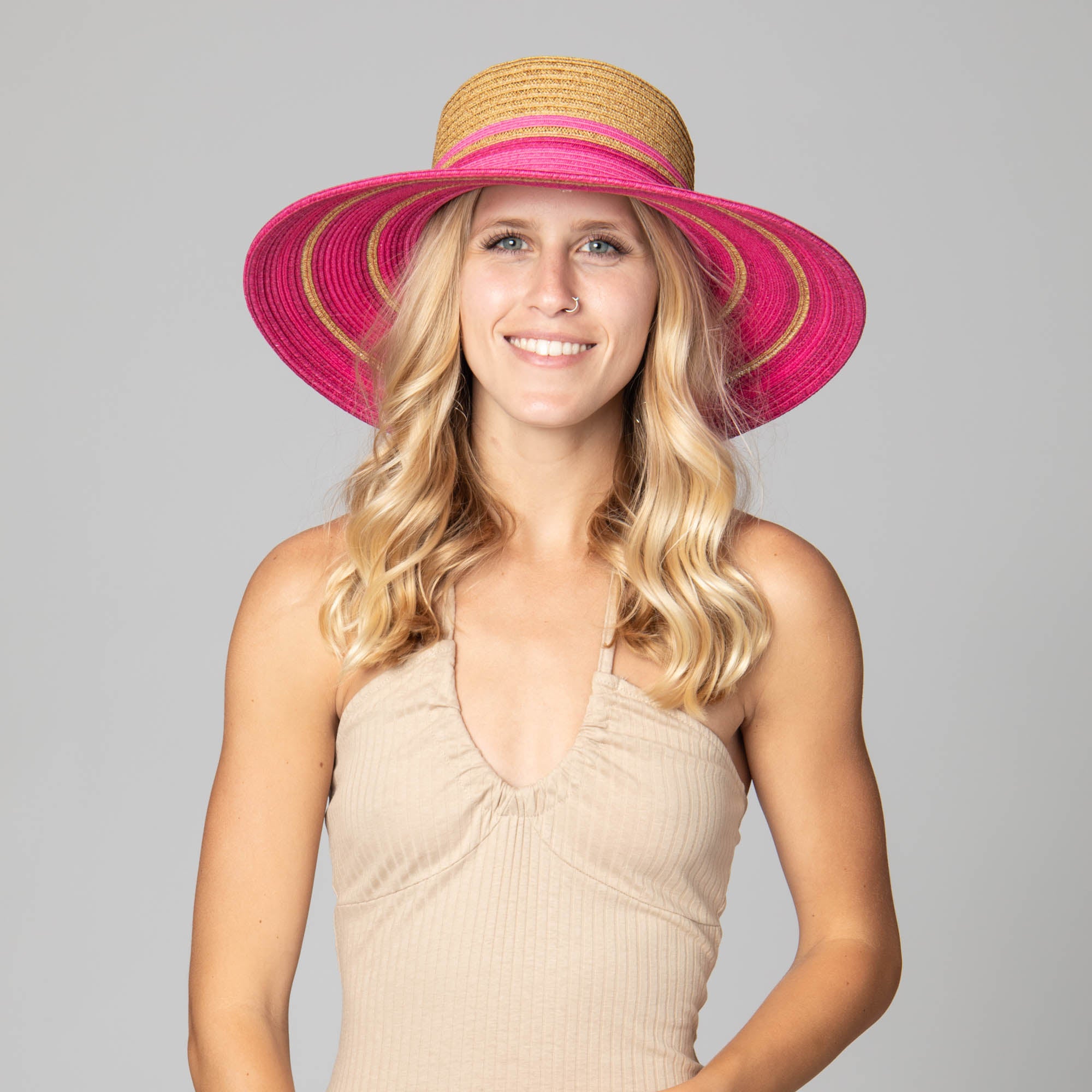 Trina Turk Tuscany Sun Hat (TTT1028) - UPF 50+ Wide Brim Straw Hat for Women, Beach Vacation & Summer Outdoor Activities