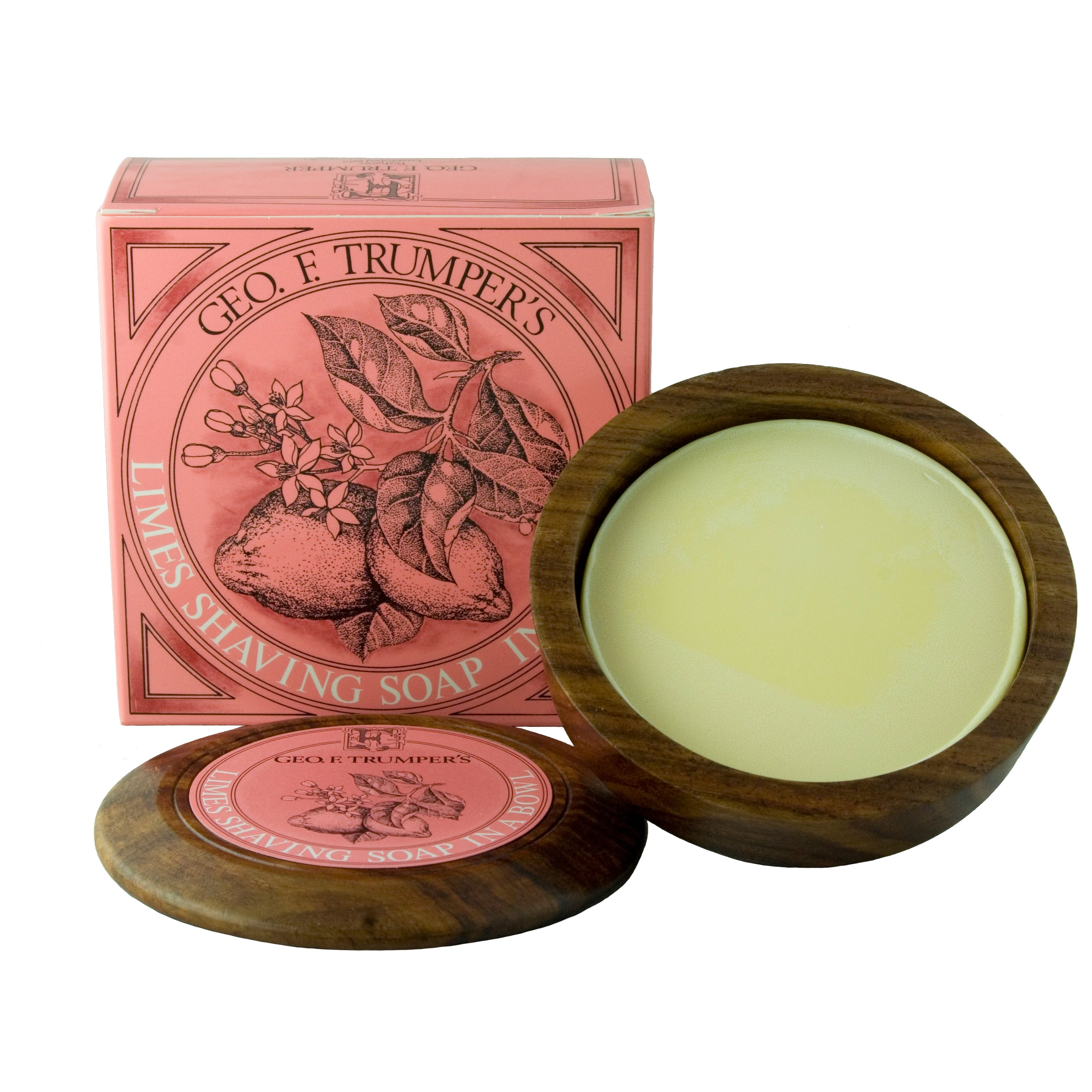 Premium Lime 80g Hard Shaving Soap in Wooden Bowl - Natural Grooming for Men, Classic Wet Shaving Experience - Perfect for Home Barber Kits & Gentleman's Shaving Rituals