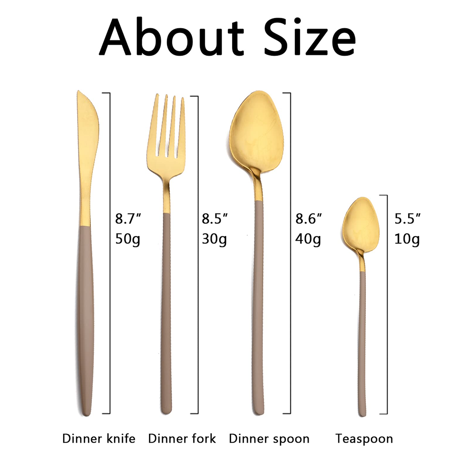 JASHII 24-Piece Matte Brown and Gold Flatware Set for 6 - Stainless Steel Cutlery with Knives, Forks, Spoons & Teaspoons | Dishwasher Safe & Durable | Perfect for Dining, Entertaining & Everyday Use