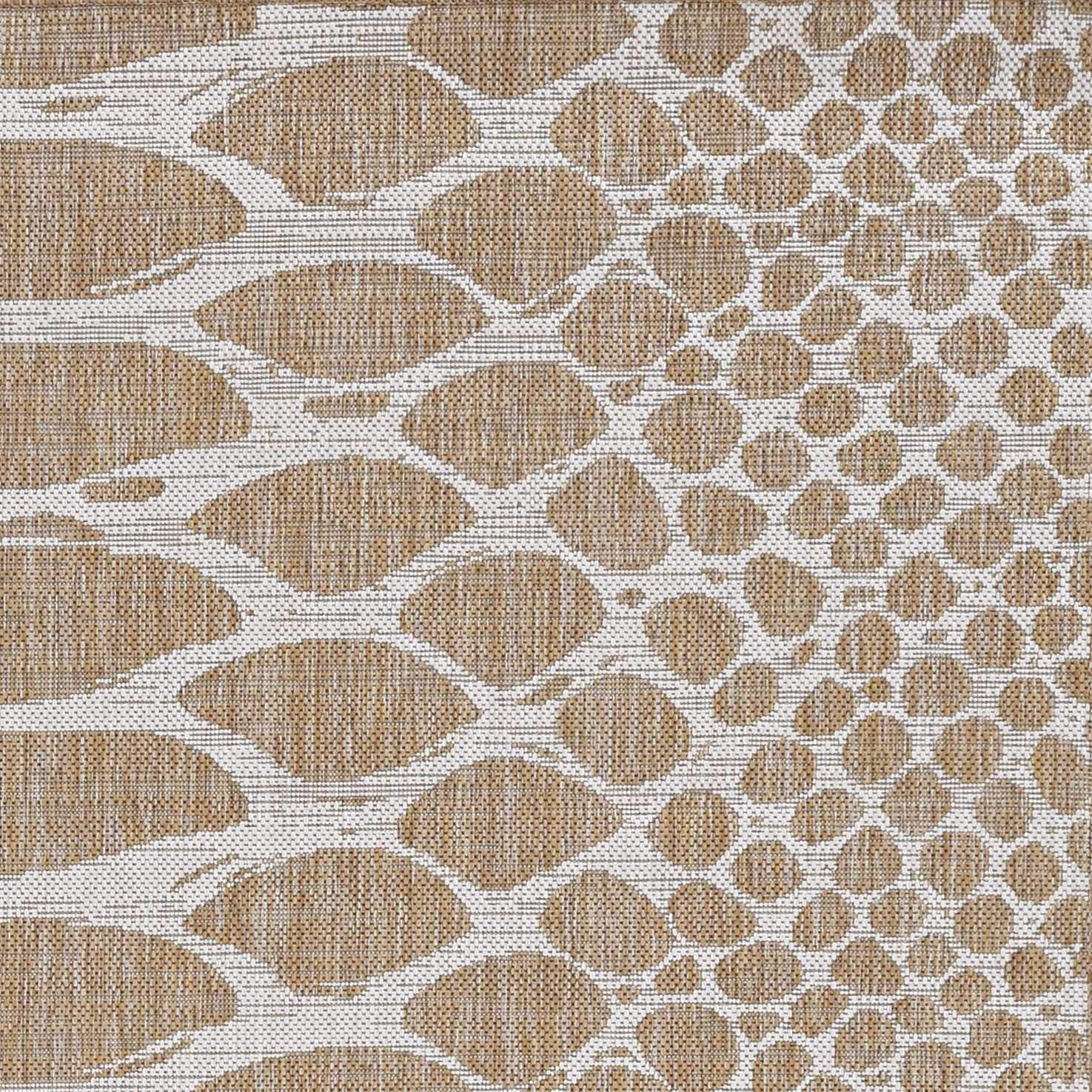 HomeRoots 8' X 11' Ivory Abstract Indoor Outdoor Area Rug - Soft Modern Boho Rug for Living Room, Bedroom, Patio & Deck Decor