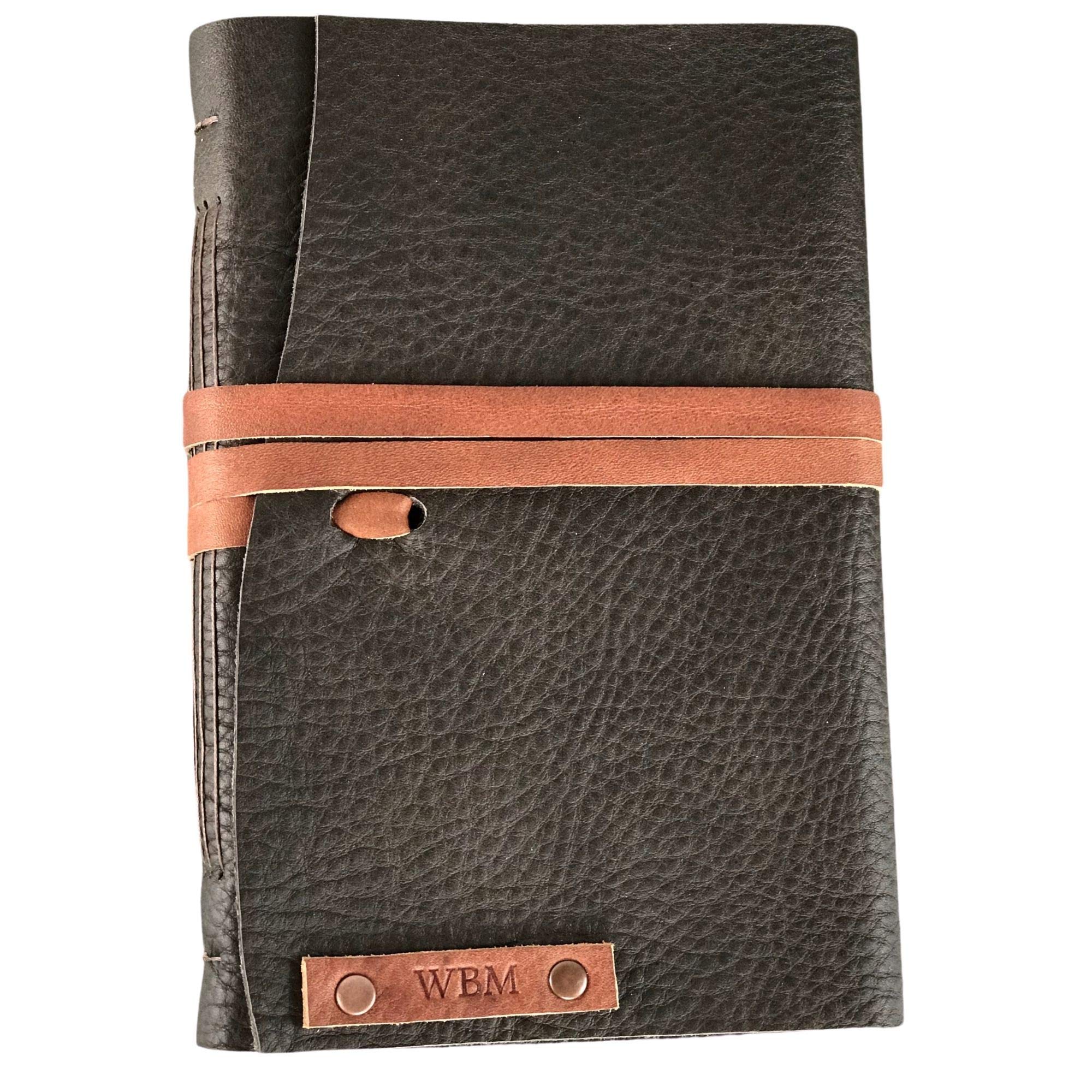 Personalized Dark Brown Two-Tone Leather Journal - Custom Made in USA in 3 Days | Perfect Gift for Writers, Travelers & Professionals | Wedding, Anniversary & Graduation Gift Idea