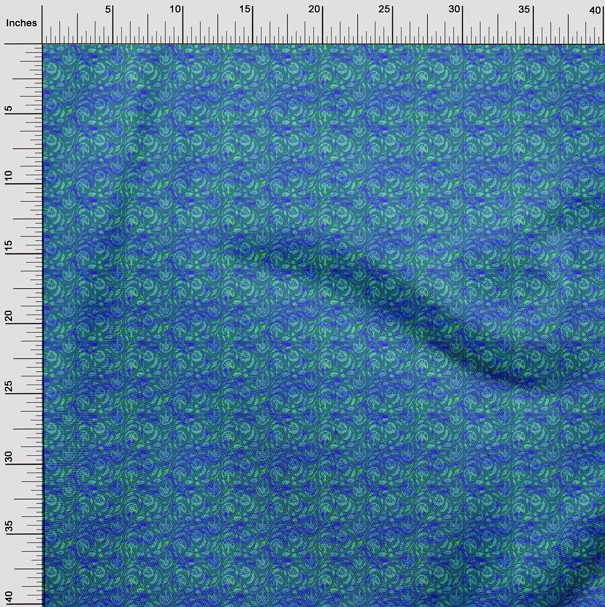 Premium 100% Cotton Poplin Teal Green Batik Fabric by The Yard - 56