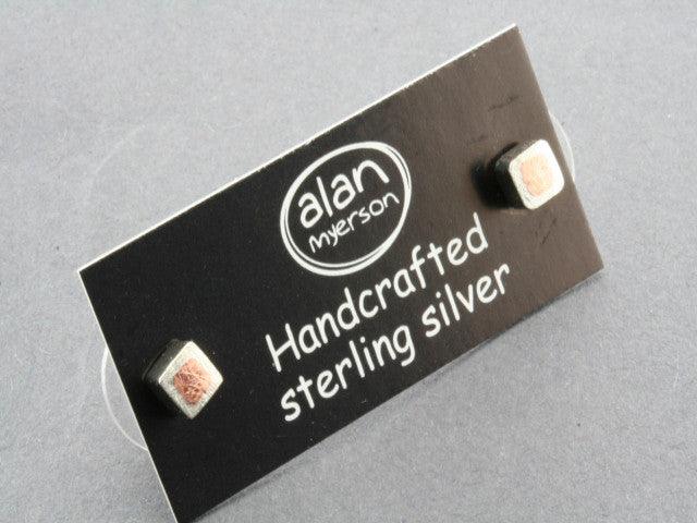 Sterling Silver & Copper Square Stud Earrings for Women - Elegant & Hypoallergenic Jewelry for Everyday Wear & Special Occasions