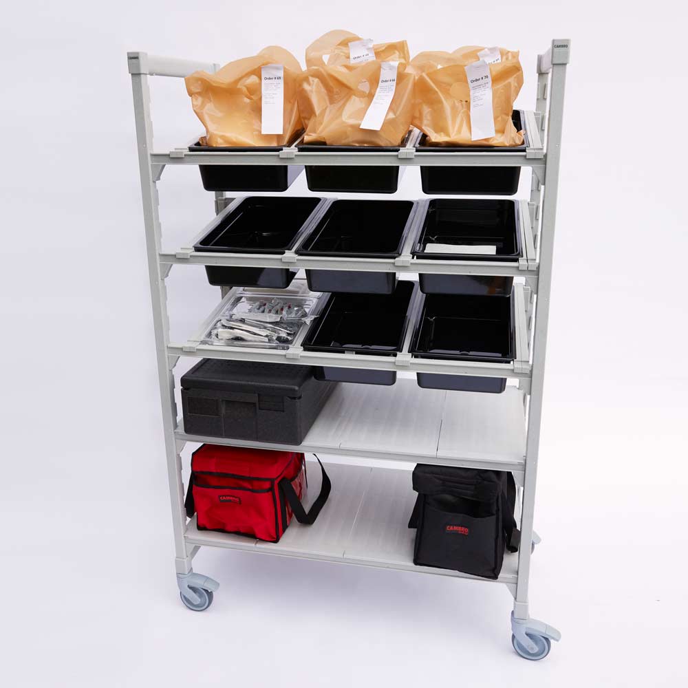 Cambro CPM244875FX5480 Premium Series Flex Station Shelving Unit - 2 Shelves, 3 Tiers with Angled Divider Bars (24