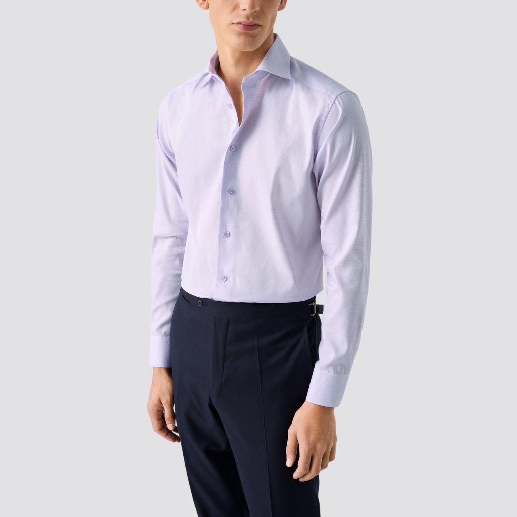 ETON Men's Cotton Oxford Contemporary Fit Single Cuff Dress Shirt - Light Purple | Business Casual & Formal Wear for Office, Weddings & Special Occasions