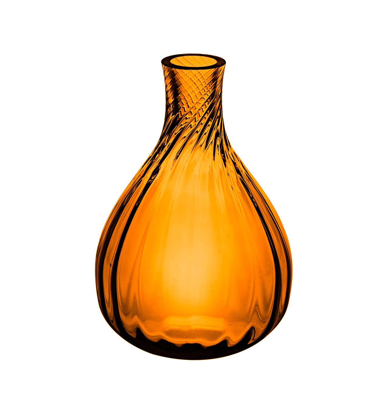 Vista Alegre 6-Inch Amber Bud Vase - Handcrafted Glass Flower Vase for Home Decor, Wedding Centerpieces & Tabletop Arrangements