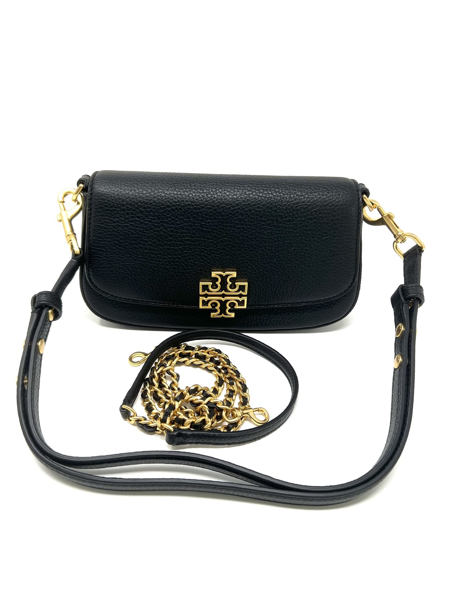 Tory Burch Britten Convertible Crossbody Bag 138772 - Black Leather Shoulder Purse for Women, Perfect for Work, Travel & Everyday Use