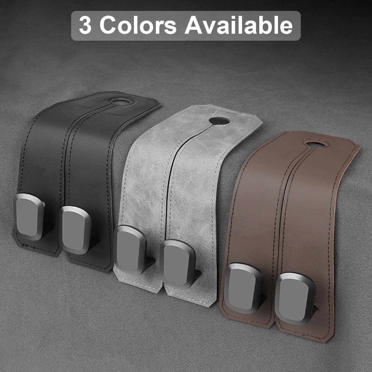 Elegananccy 2 Pack Premium Leather Car Seat Headrest Hooks - Heavy Duty Purse Hanger & Bag Holder for Women - Car Organizer Accessories for Handbags, Groceries & Shopping Bags (Black) - Perfect for Road Trips, Commuting & Daily Errands