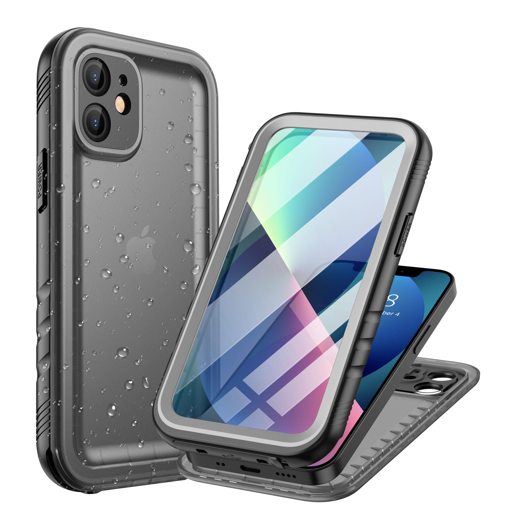 **Rugged Waterproof Case for iPhone 12 Mini 5.4 Inch - Shockproof, Dustproof Full Body Protection with Built-in Screen Protector (Black) | Perfect for Outdoor Adventures, Travel & Daily Use**